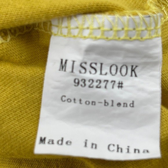 MISSLOOK‎ Women Mustard Yellow Graphic Flower Ringer Tee T Shirt Size L - Picture 5 of 6